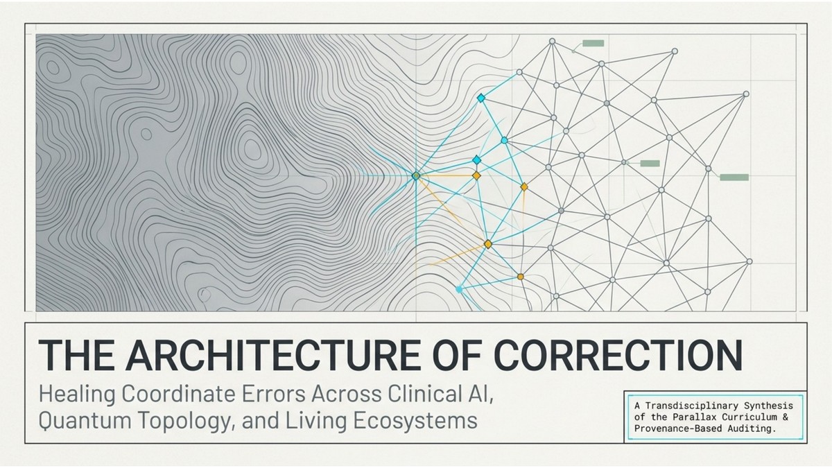 Figure V.3 — The Architecture of Correction (NotebookLM slide deck, opening plate).