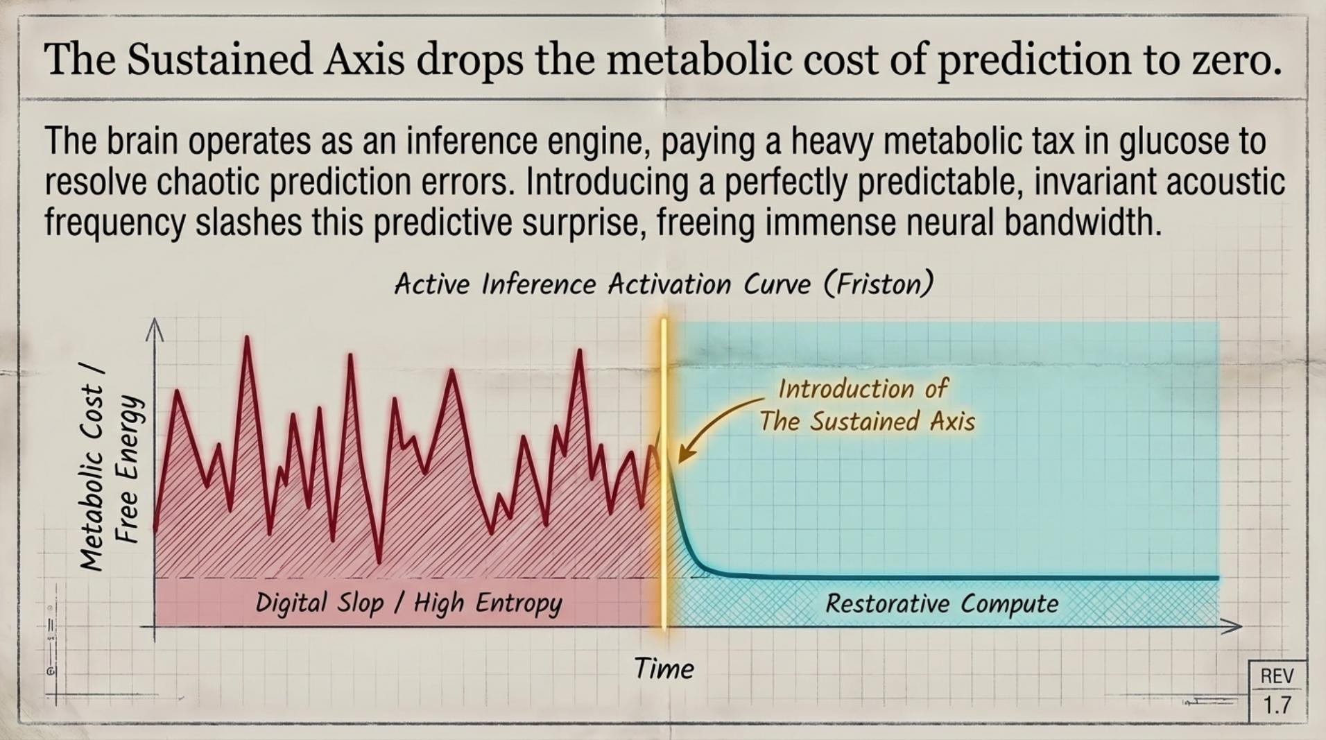 The Sustained Axis Drops the Metabolic Cost of Prediction to Zero
