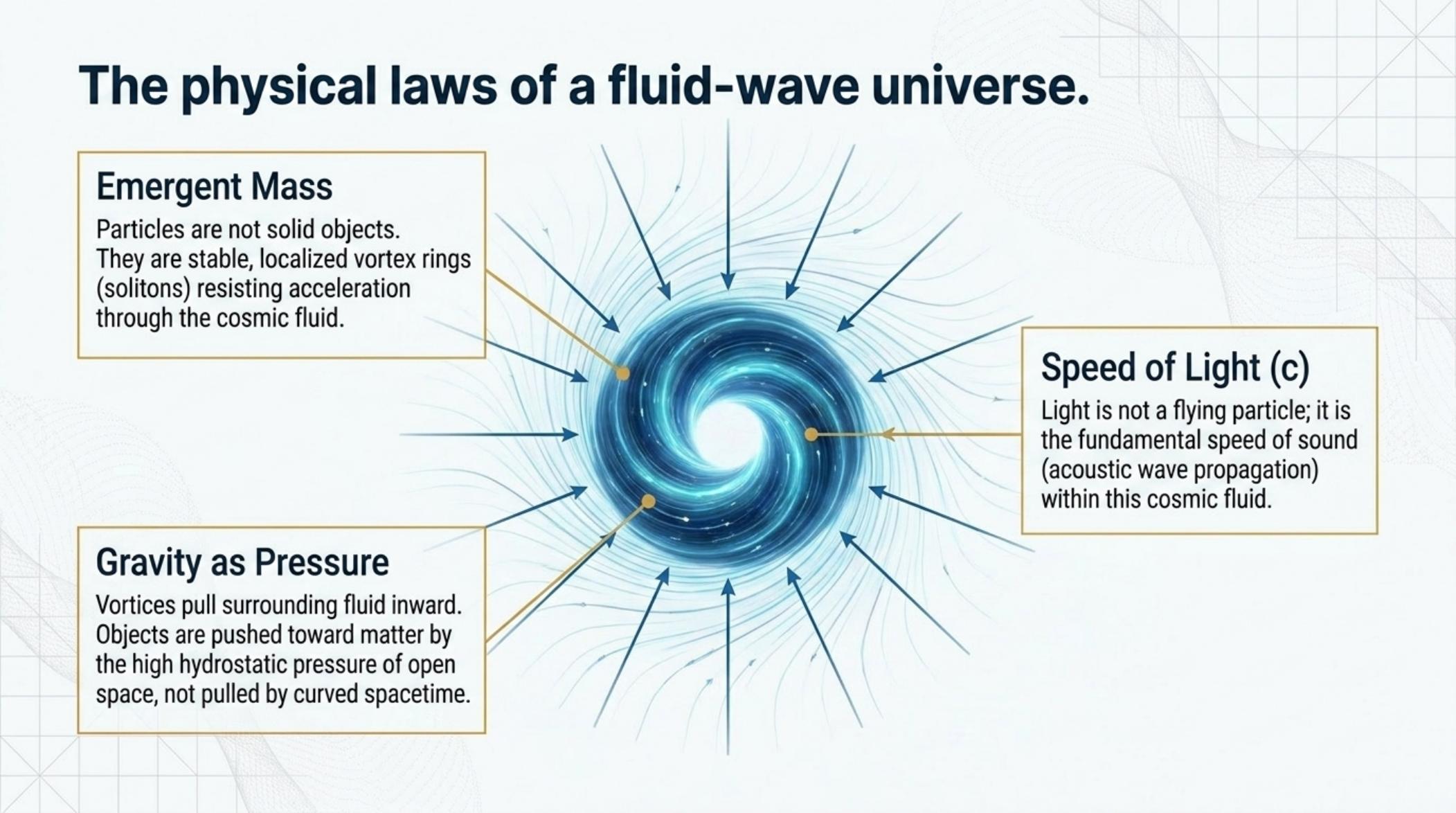 Physical laws of a fluid-wave universe