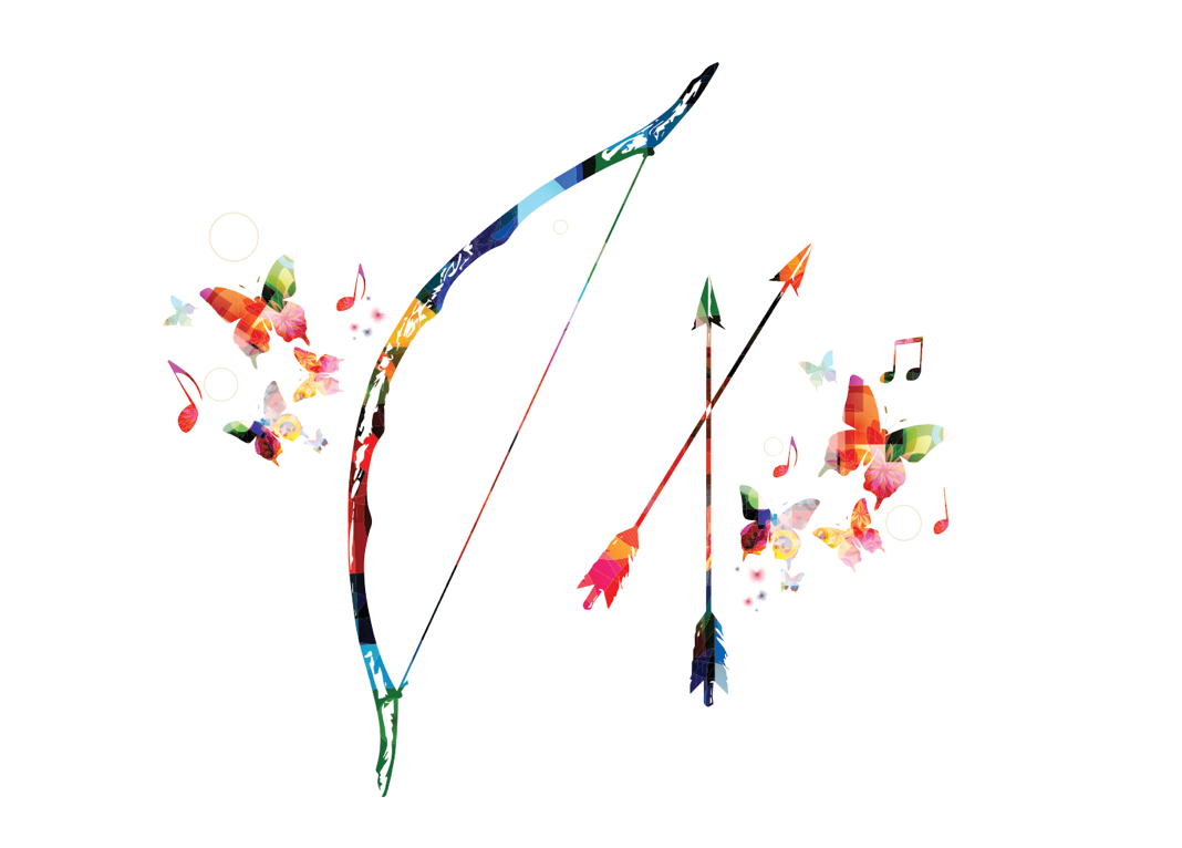 A colorful bow with a set of arrows — frequent flyer quantum arrows.
