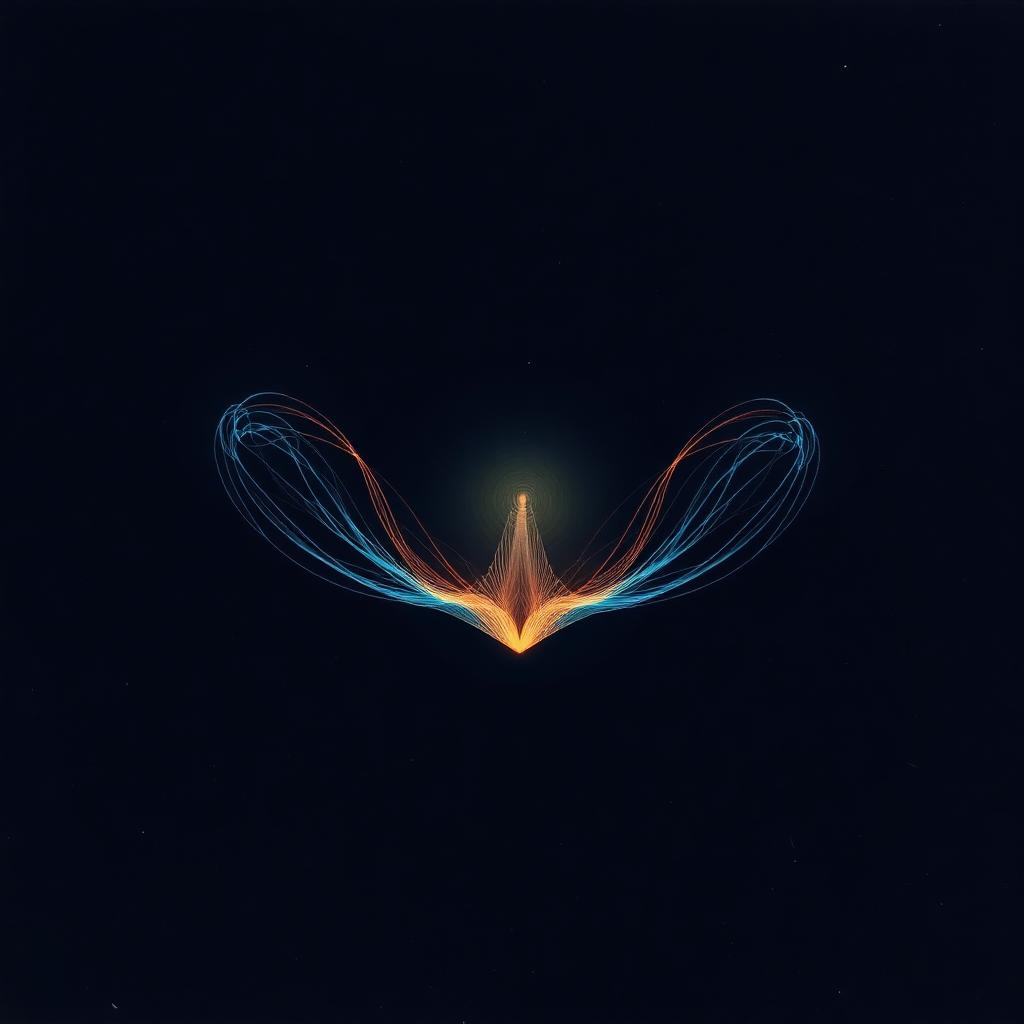 Cover art for The Evolving Receiver: a cyan and amber fractal receiver unfolding against a dark field.
